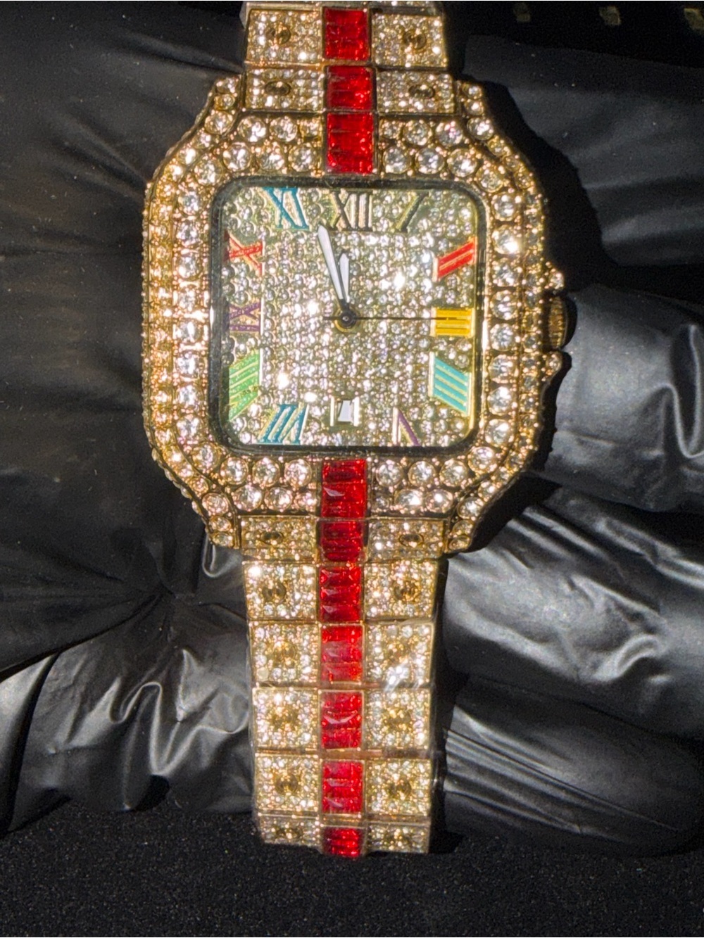 Gold-Tone Multi-Accent Crystal Men Bracelet Watch